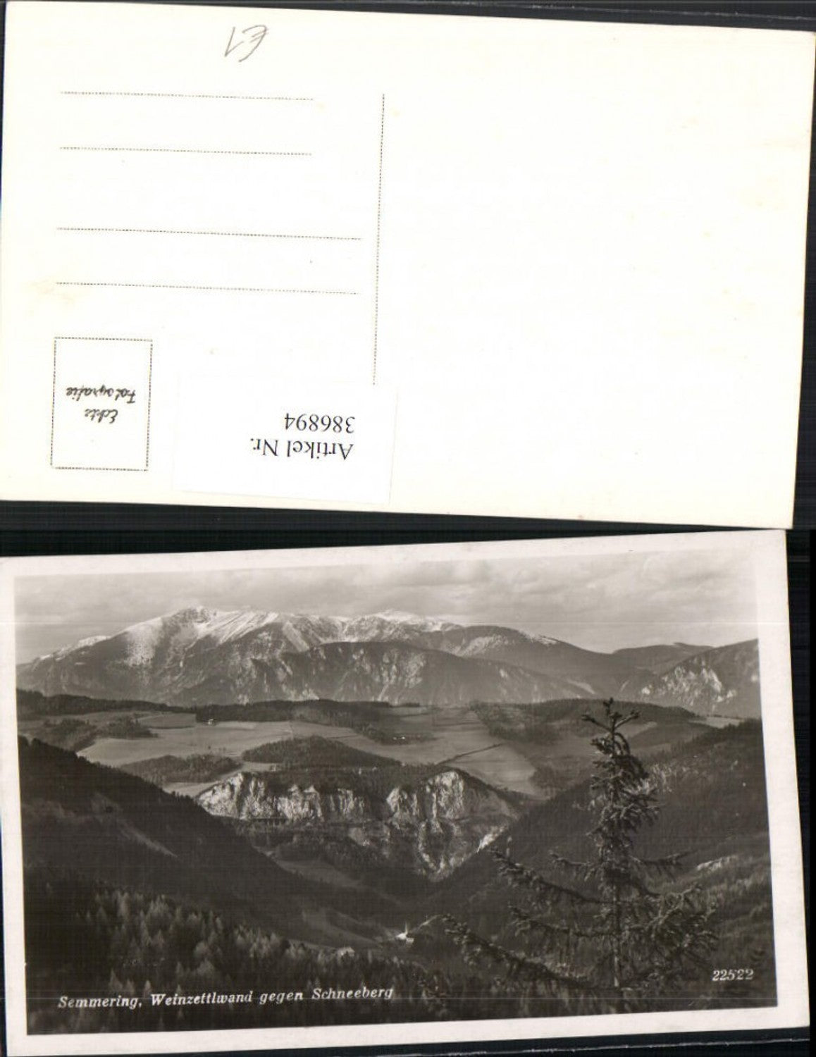 386894,Semmering Weinzettelwand geg. Schneeberg Bergkulisse