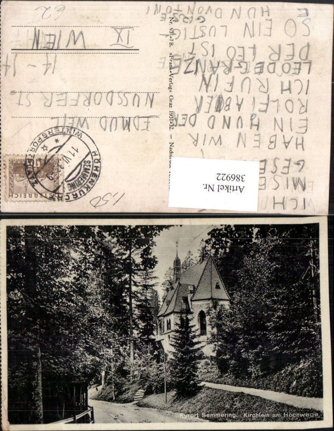386922,Semmering Kirchlein Kirche am Hochwege