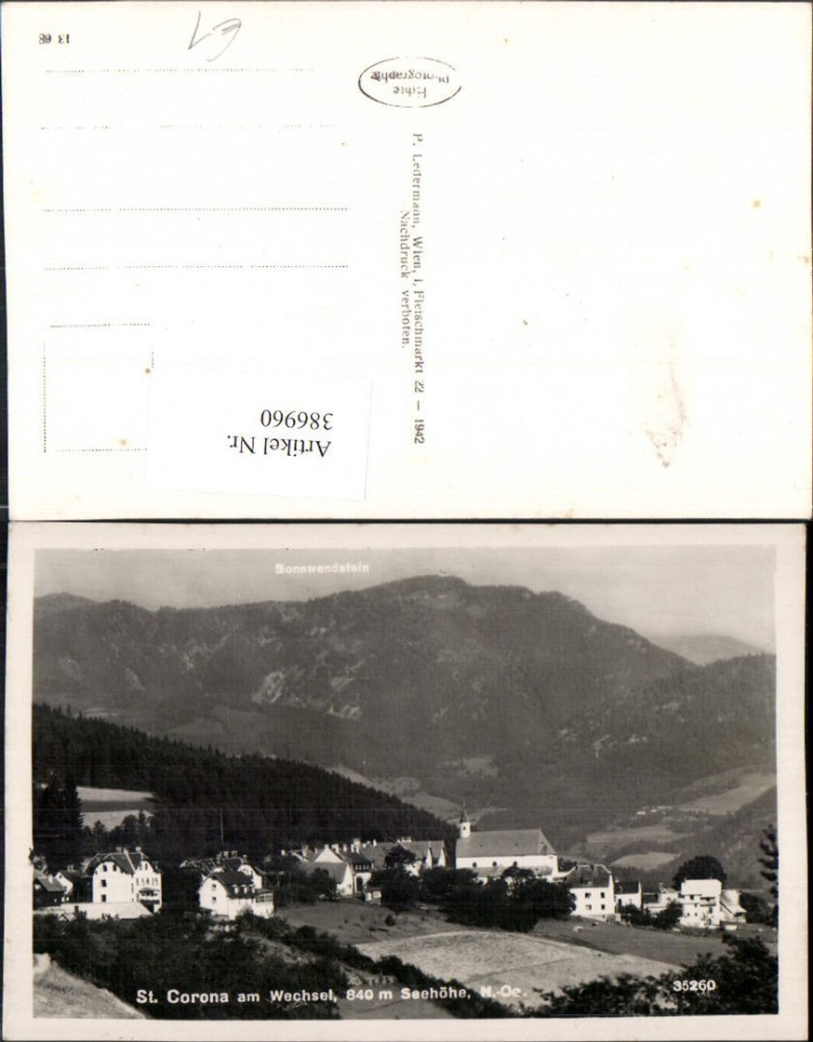 386960,St. Corona am Wechsel Totale m. Sonnwendstein Bergkulisse