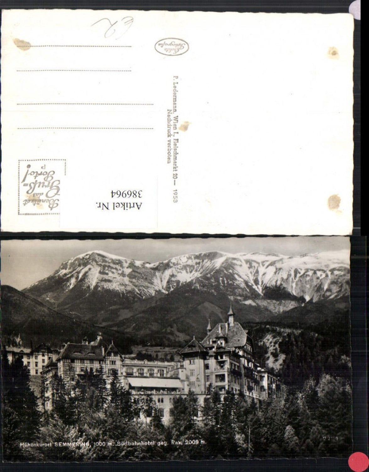 386964,Semmering Südbahnhotel geg. Rax Bergkulisse