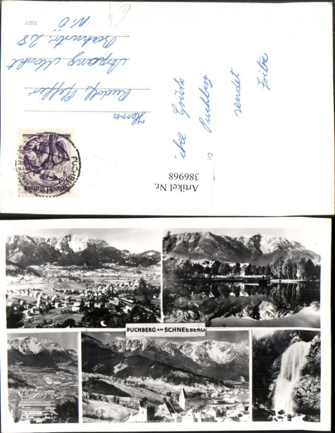 386968,Puchberg am Schneeberg Totale Teich Wasserfall Mehrbildkarte