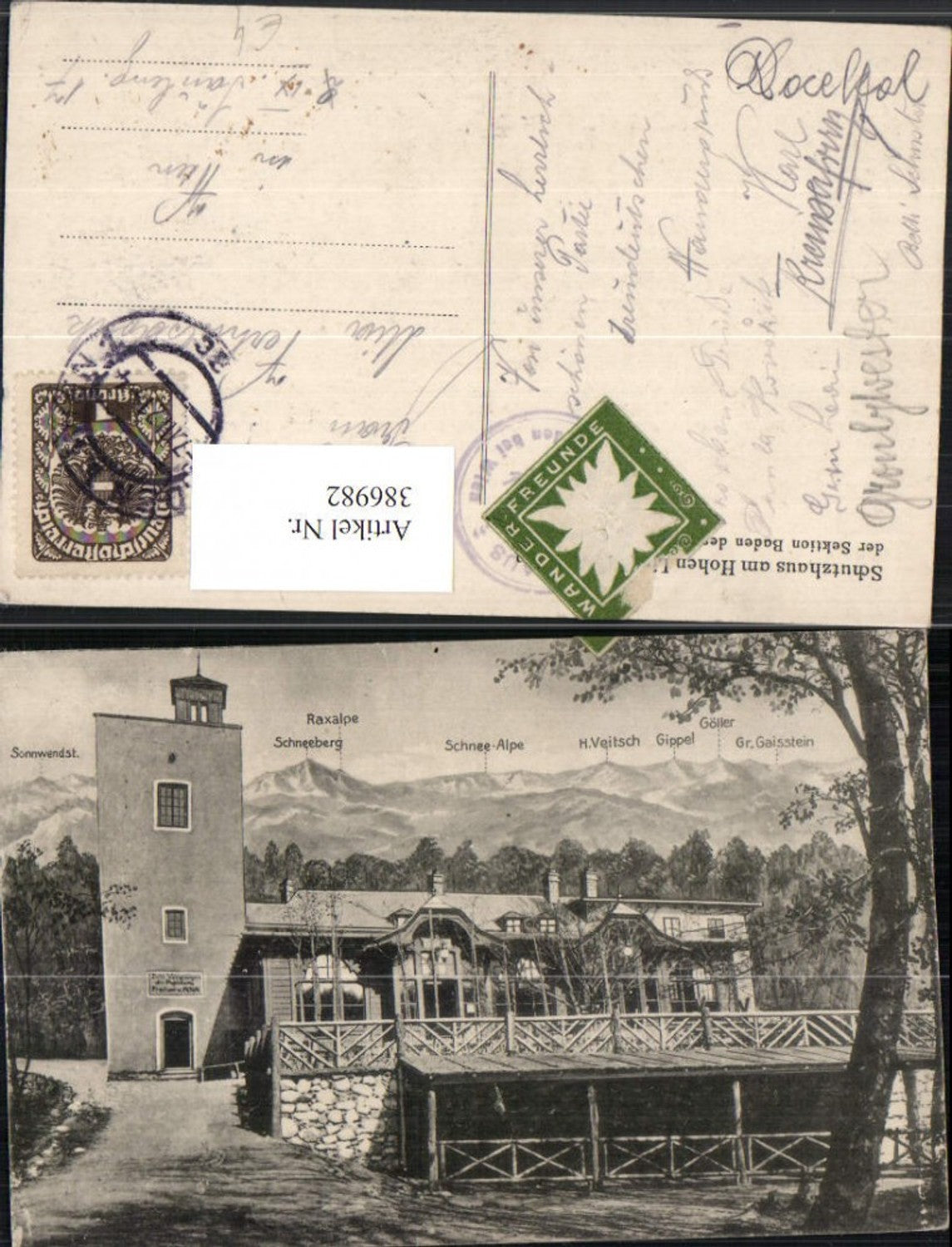 386982,Schutzhaus am Hohen Lindkogel b. Alland Aussichtsturm Bergkulisse