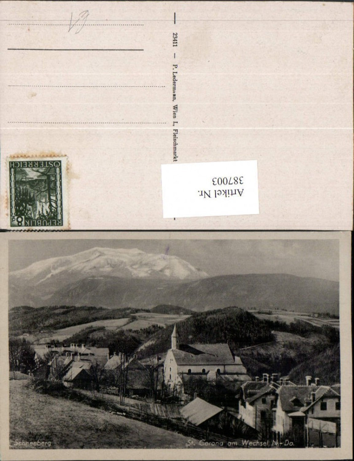 387003,St. Corona am Wechsel Teilansicht m. Schneeberg Bergkulisse