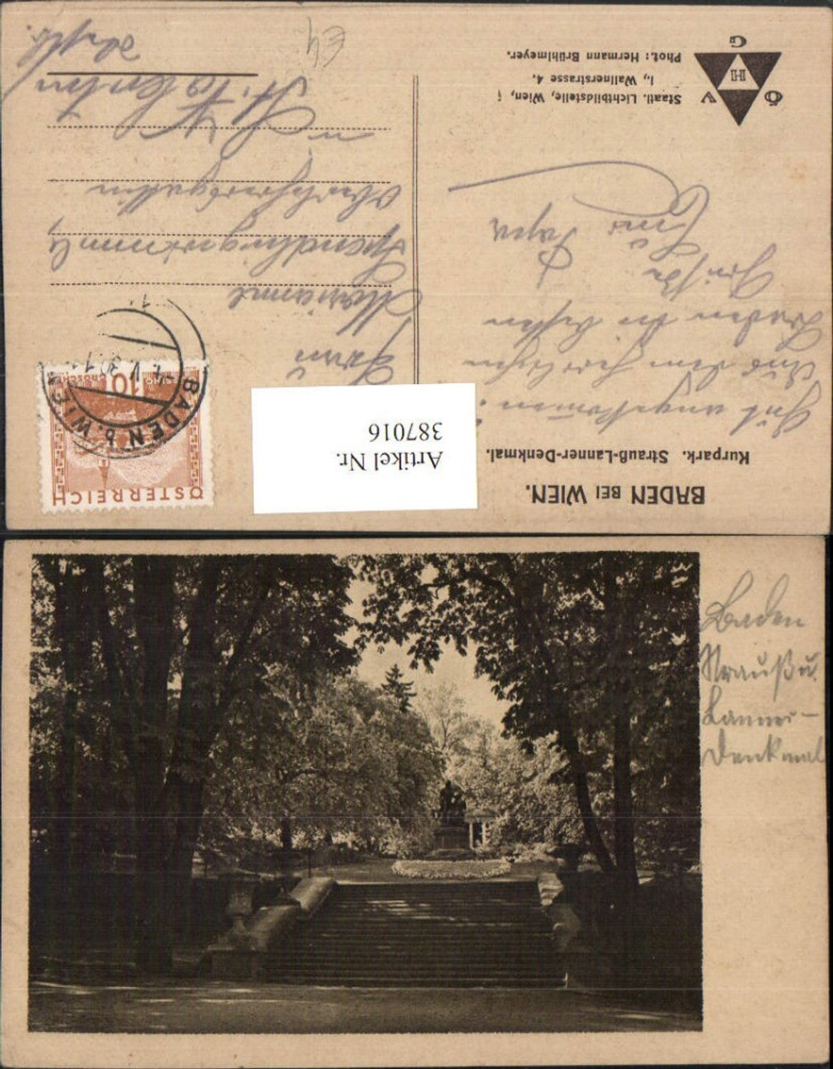 387016,Baden b. Wien Kurpark Strauß-Lanner-Denkmal