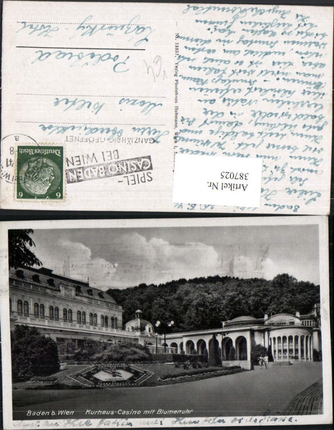 387025,Baden b. Wien Kurhaus Casino m. Blumenuhr pub Foto Hubmann 13857