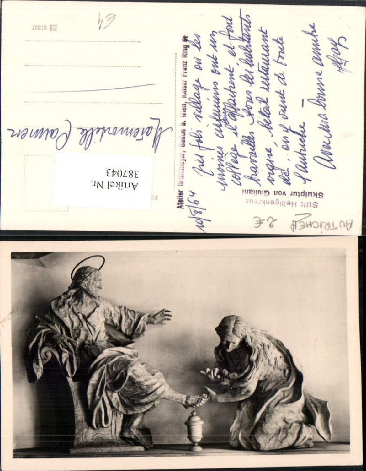 387043,Foto AK Stift Heiligenkreuz Skulptur von Giuliani