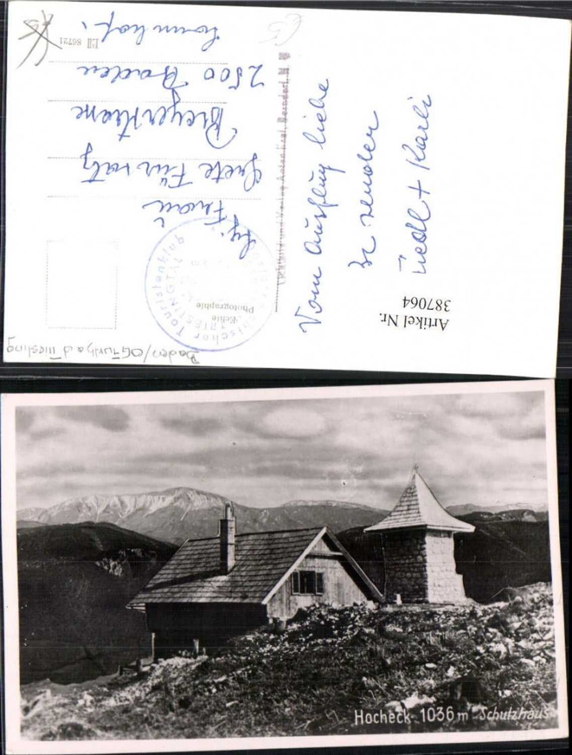 387064,Hocheck Schutzhaus Berghütte b. Furth an d. Triesting Bergkulisse