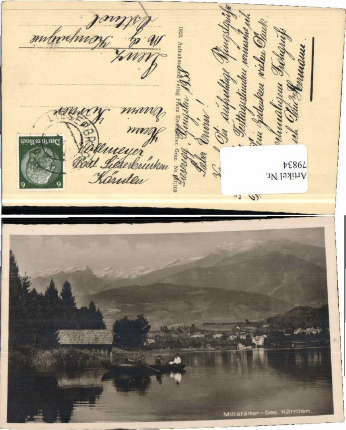 79834, Photo AK Millstatt am Millstättersee Boat Women 1928