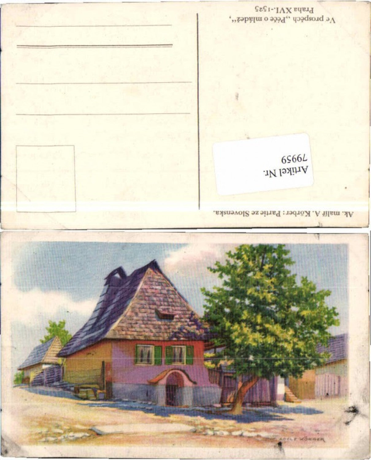 79959, Adolf Körber House with tree, signed