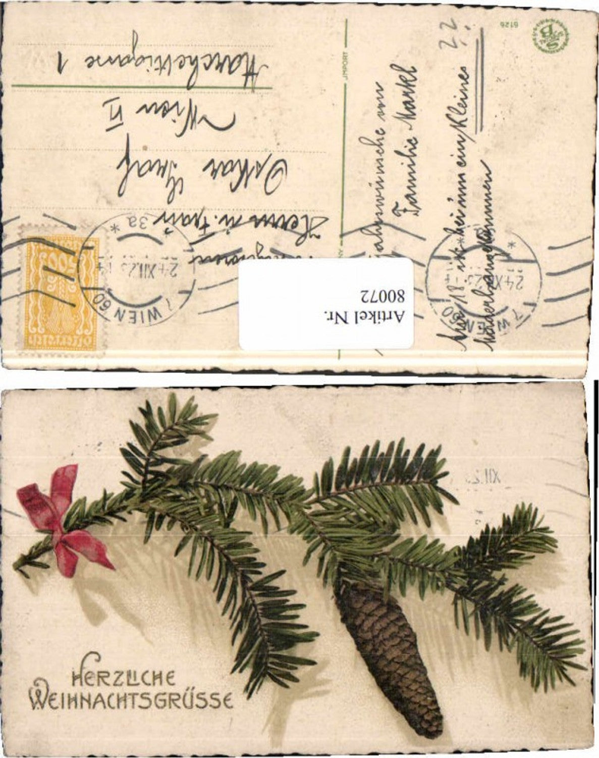 80072, Christmas pine cone loop branch