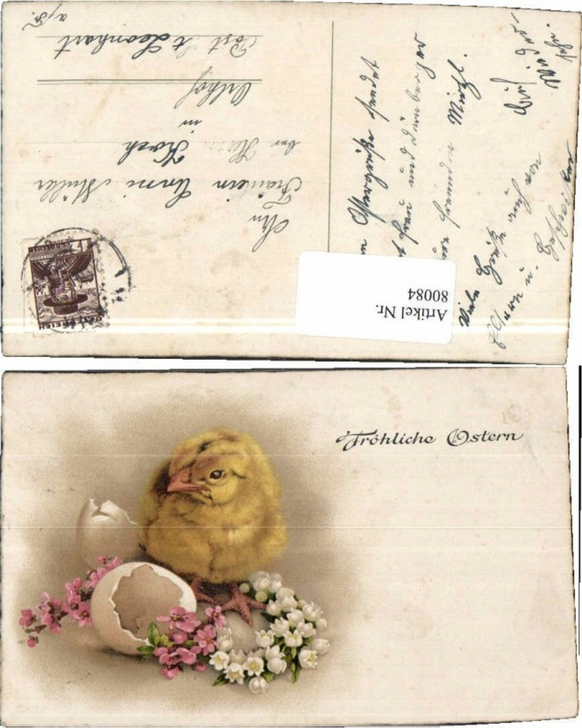 80084,Ostern Küken Osterei Eierschale Litho