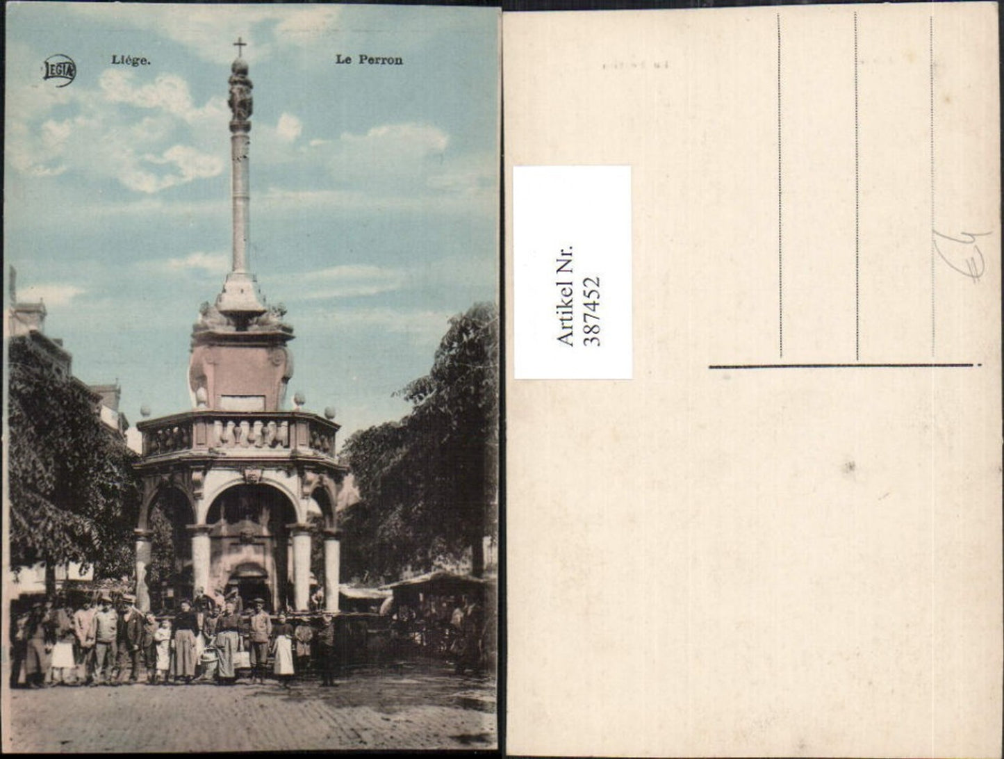 387452,Belgium Liege Le Perron Brunnen Säule