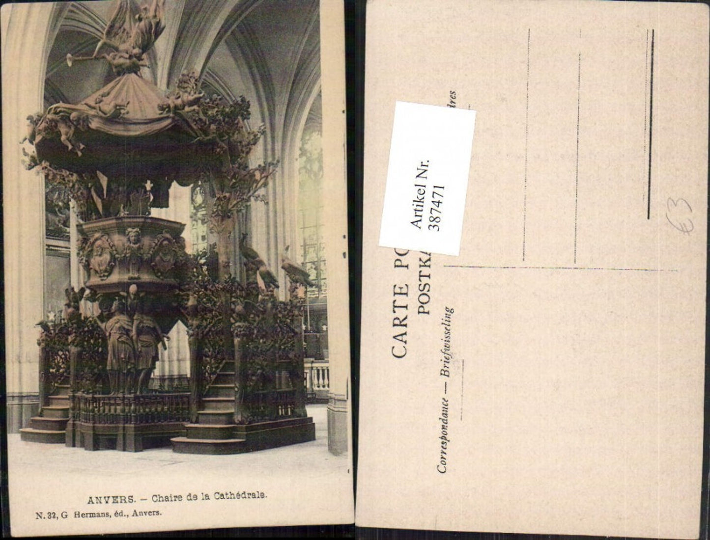 387471,Belgium Anvers Antwerpen Chaire de la Cathedrale Kirche Kanzel