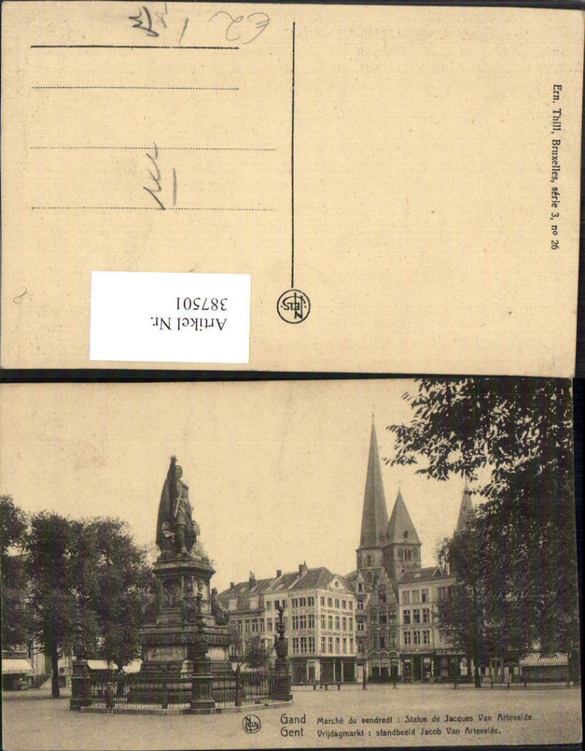 387501,Belgium Gand Gent Marche du vendredl Statue Jacques Van Artevelde Denkmal