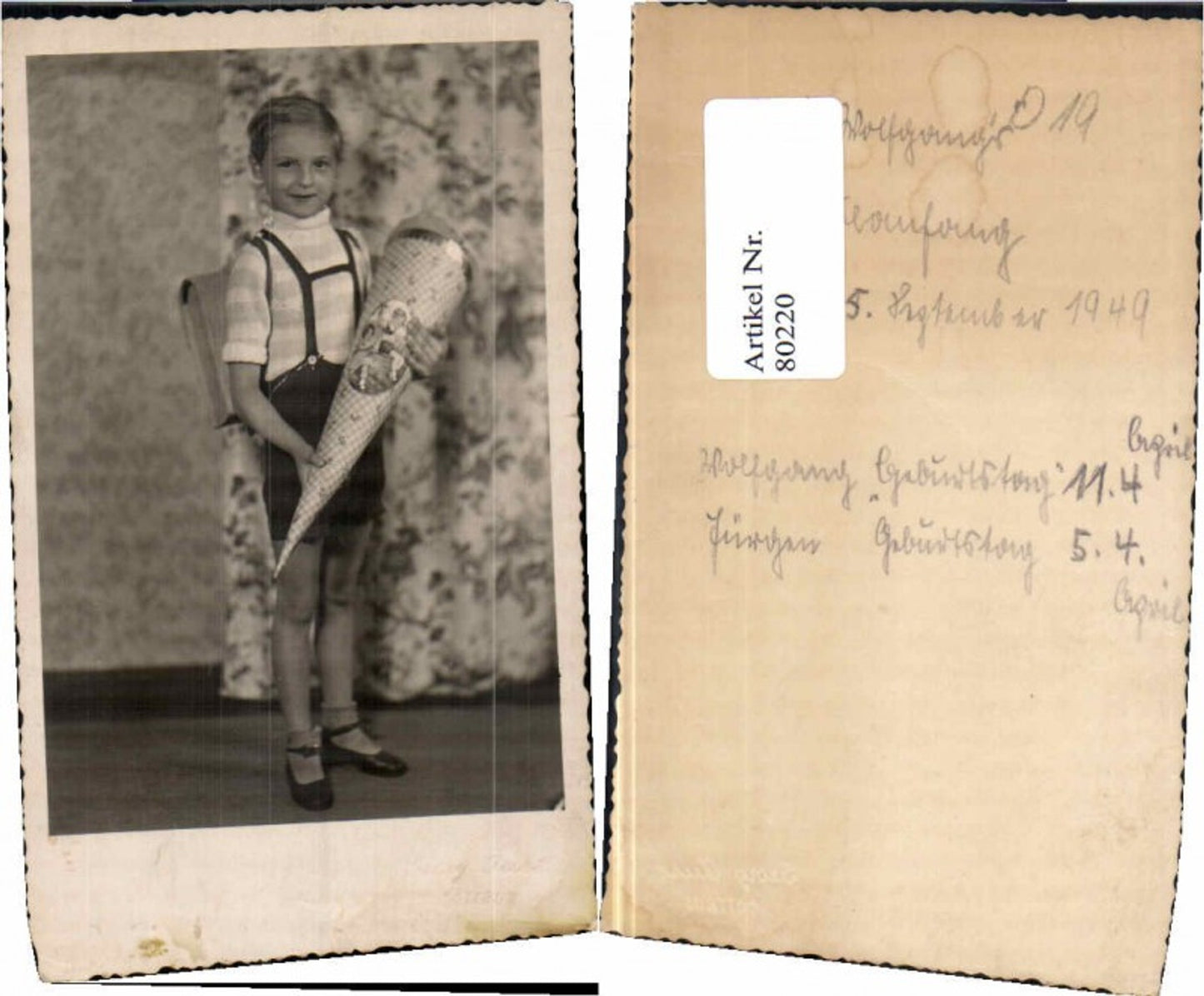 80220,Junge m. Schultüte Ranzen Einschulung Schulgang