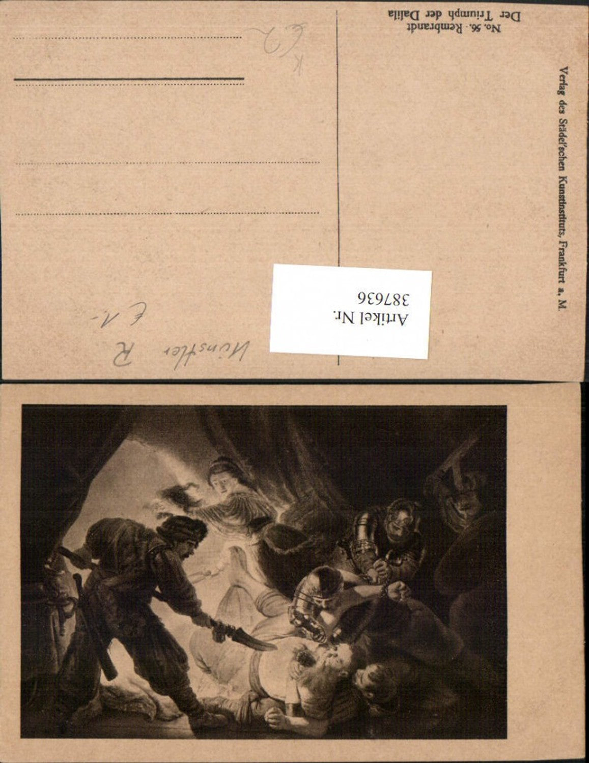387636,Künstler AK Rembrandt 56 Der Triumph der Dalila Ritter Rüstung