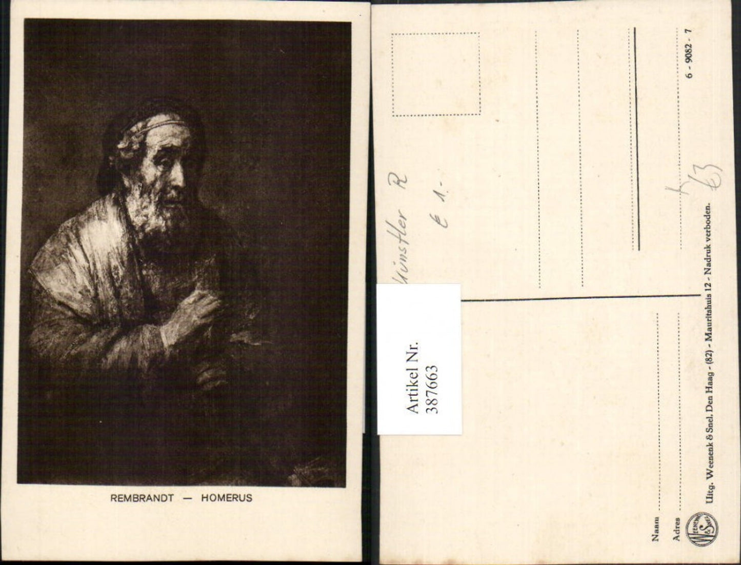 387663,Künstler AK Rembrandt Homerus Mann Portrait