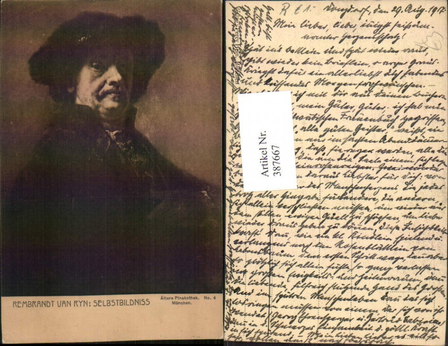 387667,Künstler AK Rembrandt van Ryn Selbstbildnis Portrait