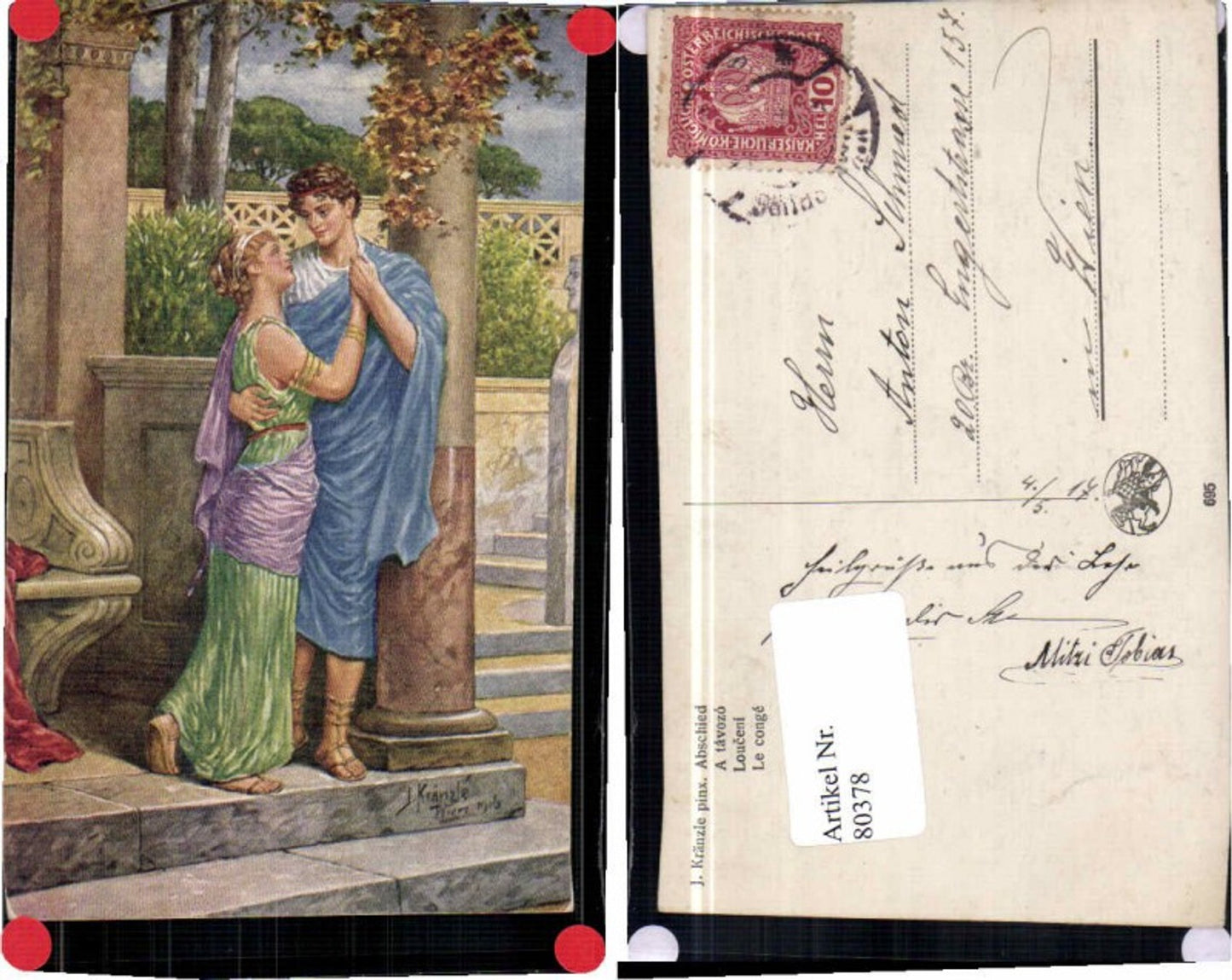 80378,J. Kränzle Abschied Liebespaar Antike