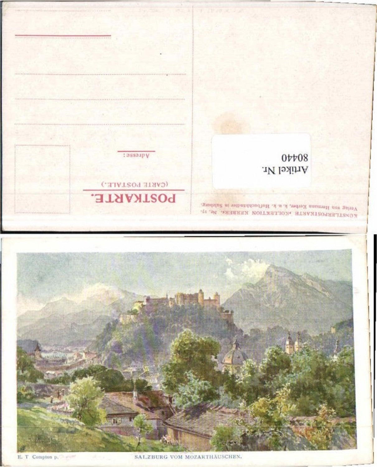 80440,Salzburg v. Mozarthäuschen E.T. Compton signiert