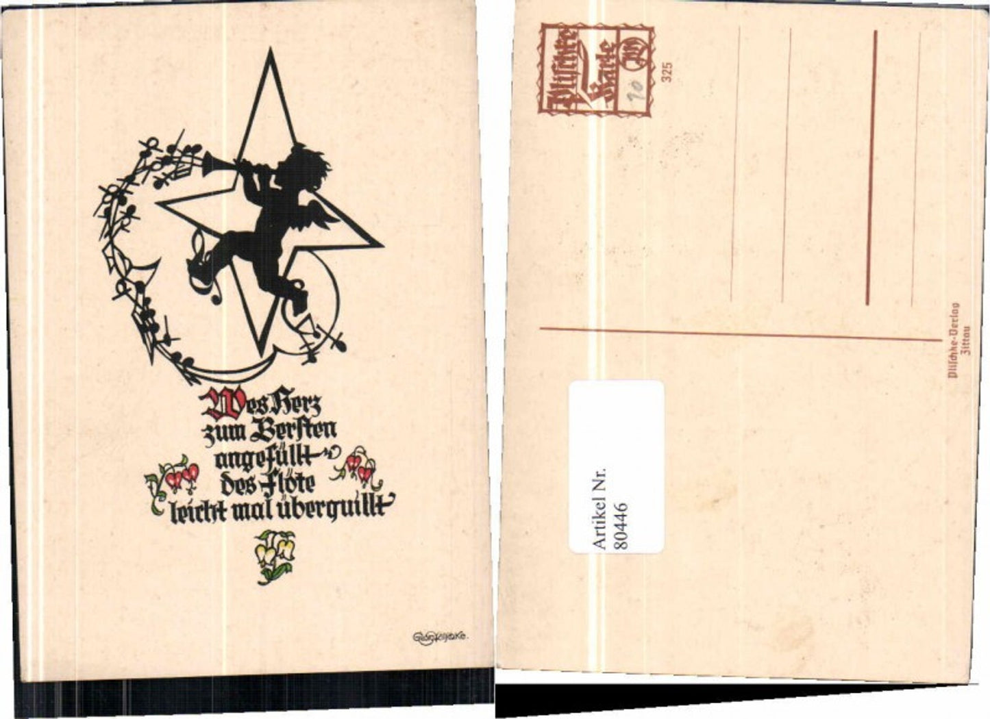 80446,Scherenschnitt Engel Posaune Georg Plischke Nr. 325