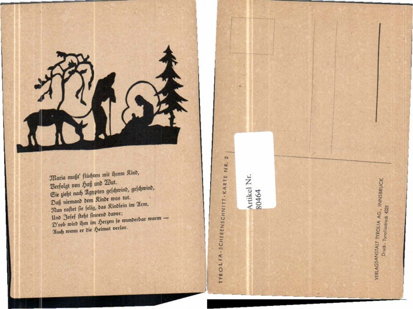 80464,Scherenschnitt Tyrolia Nr 2 Maria Bibel Ägypten