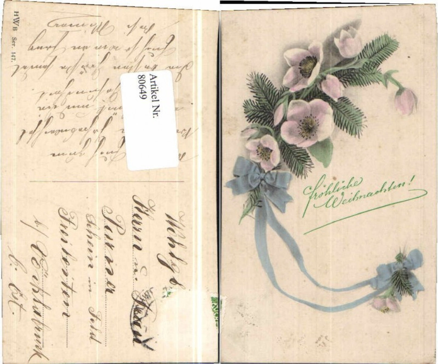 80649, Lithograph Christmas Flowers HWB Series 147