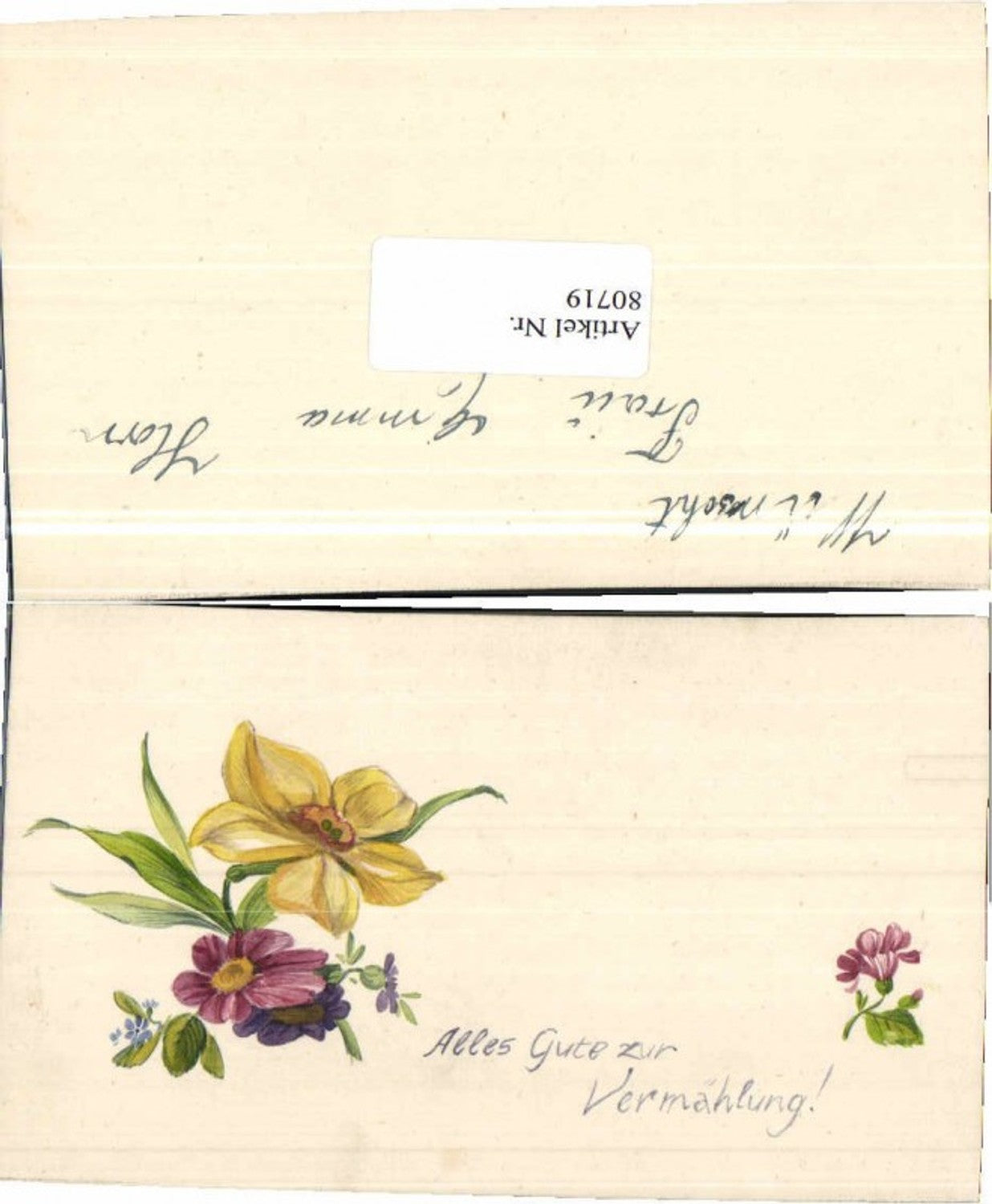 80719,Künstlerkarte handgemalt Blumen SCHÖN