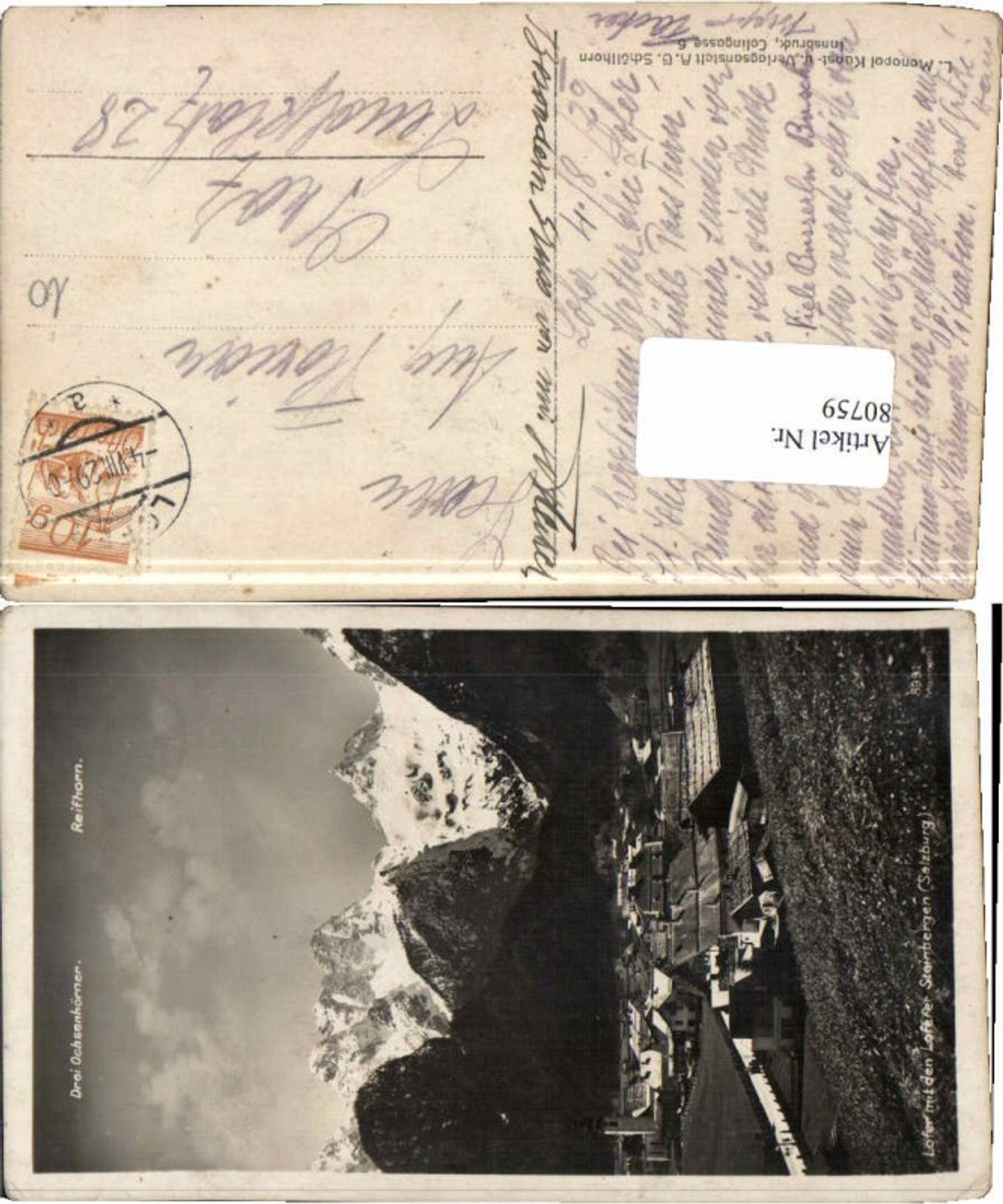 80759,Lofer Partie vom Berg 1929