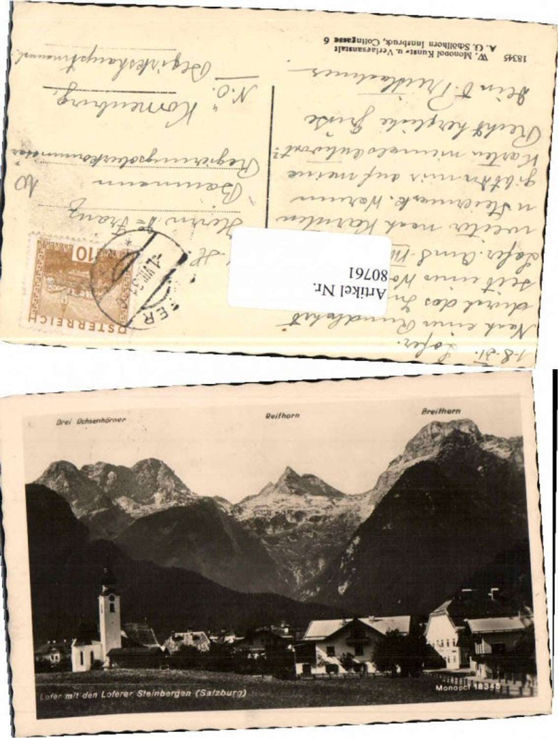 80761,Lofer Totale m. Bergen 1931