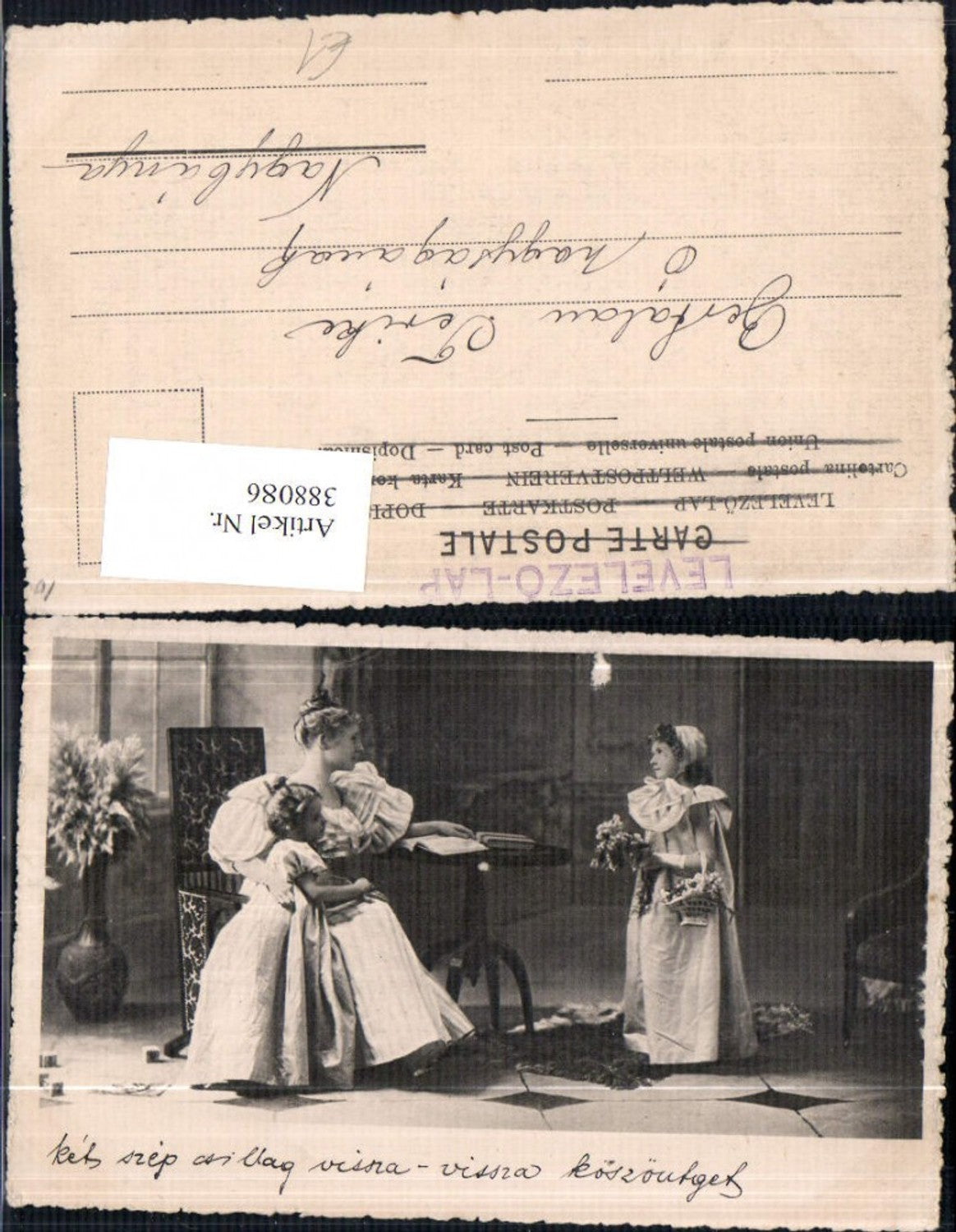 388086,Kinder Mädchen Kleid Frau Lesen Buch a. Tisch Blumen