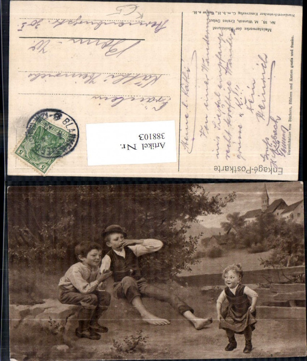 388103,Künstler Ak M. Wunsch Erstes Debut Kinder Mädchen tanzt Jungen Buben Applaus