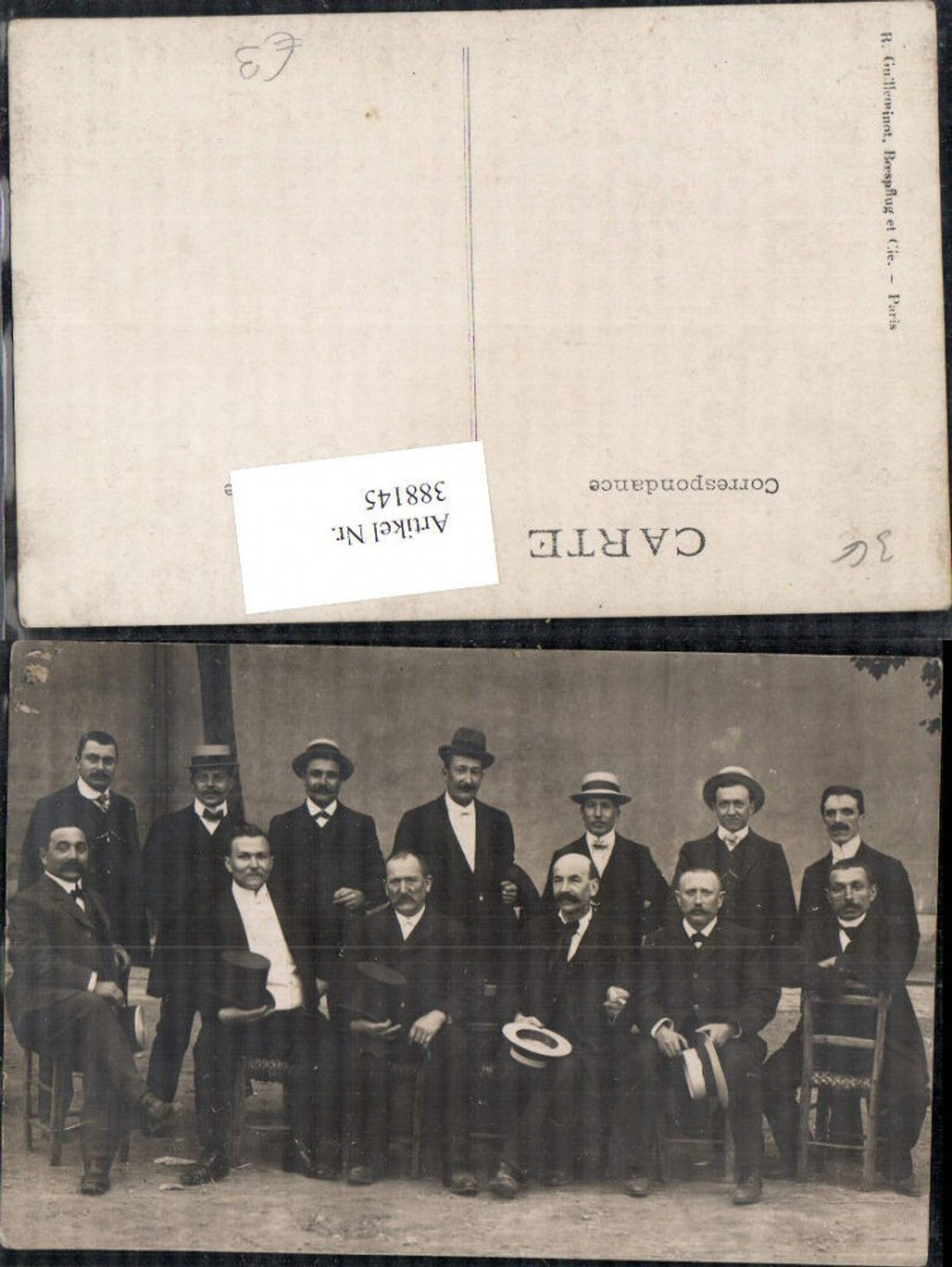388145,Gruppenbild Männer Anzug Hut Zylinderhut
