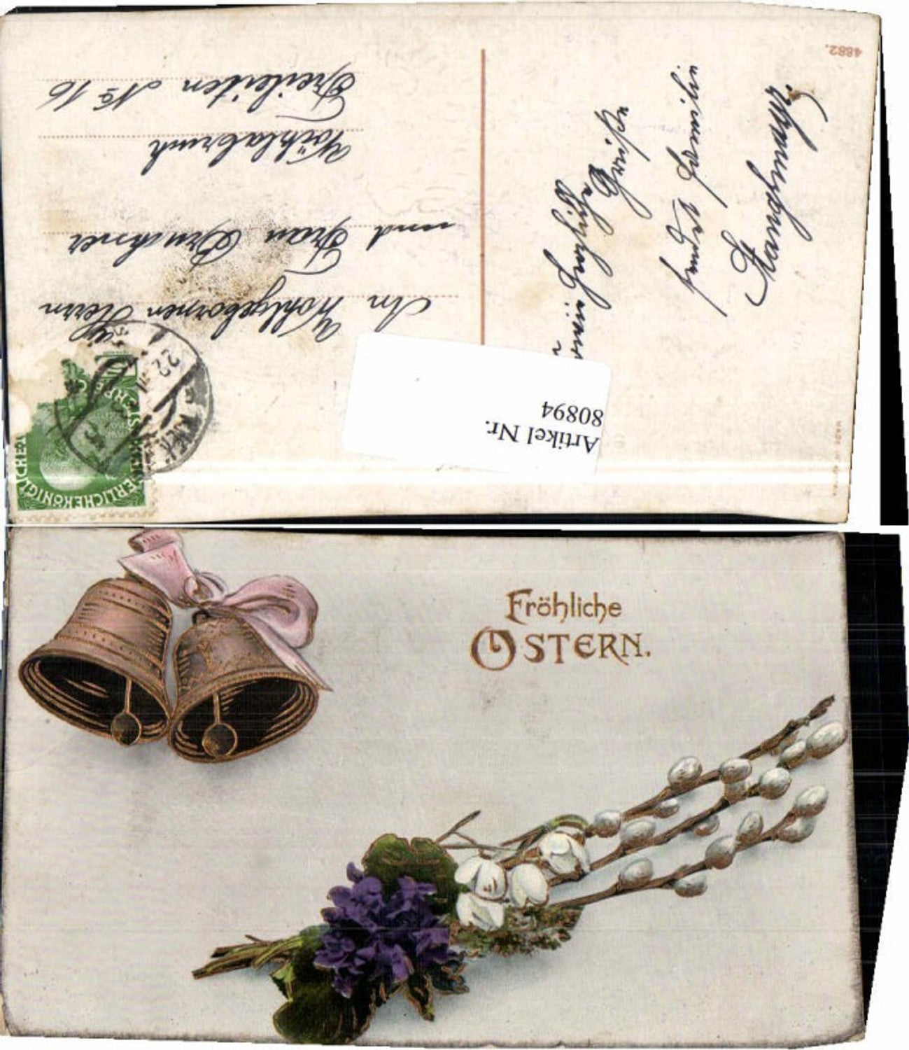 80894,Gold Druck Ostern Glocken Palmkätzchen