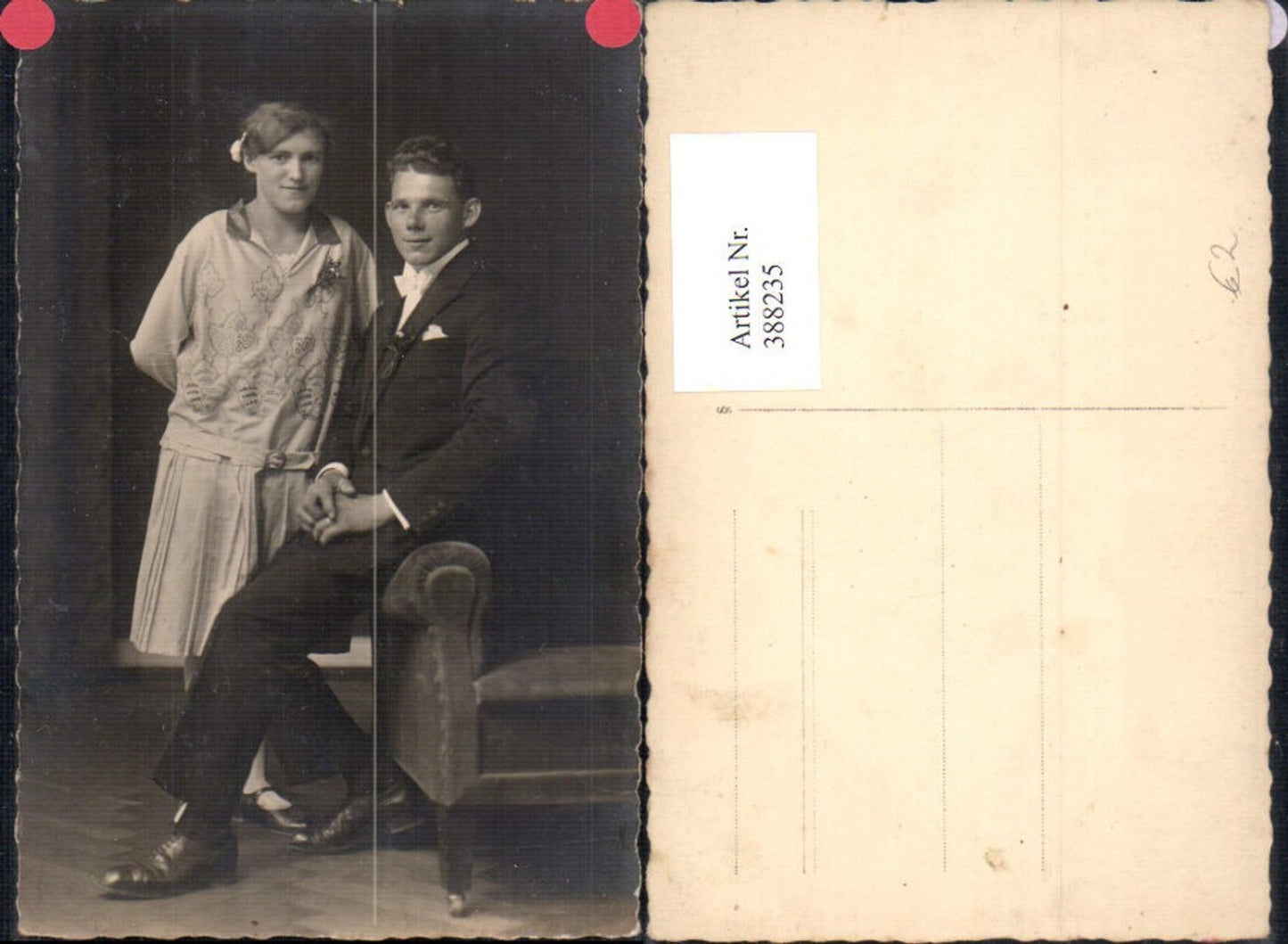 388235,Foto Ak Frau m. Mann Anzug Portrait