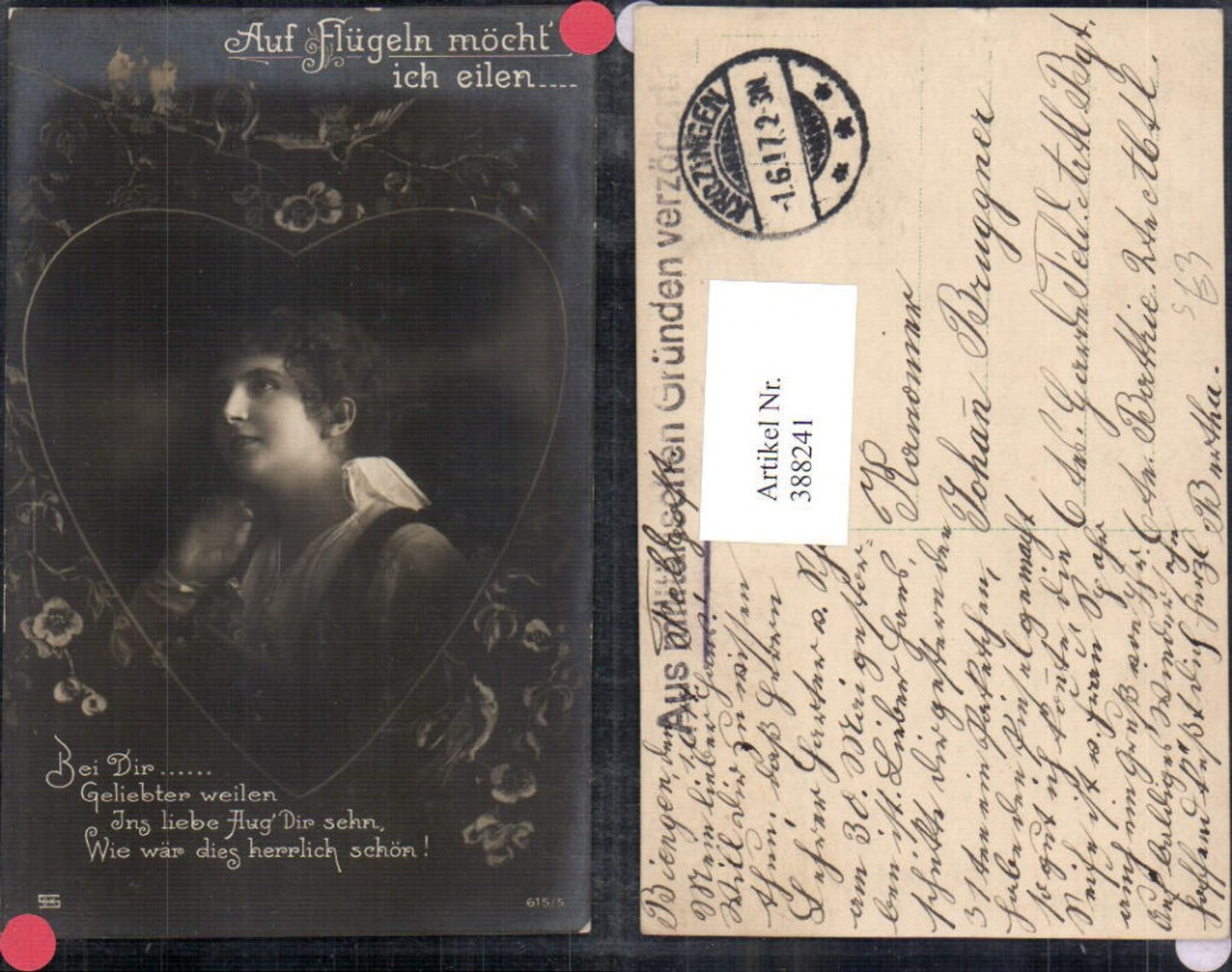 388241,Frau Verliebter Blick Herz Passepartout Spruch Liebe Stempel Auf militärischen Gründen verzögert