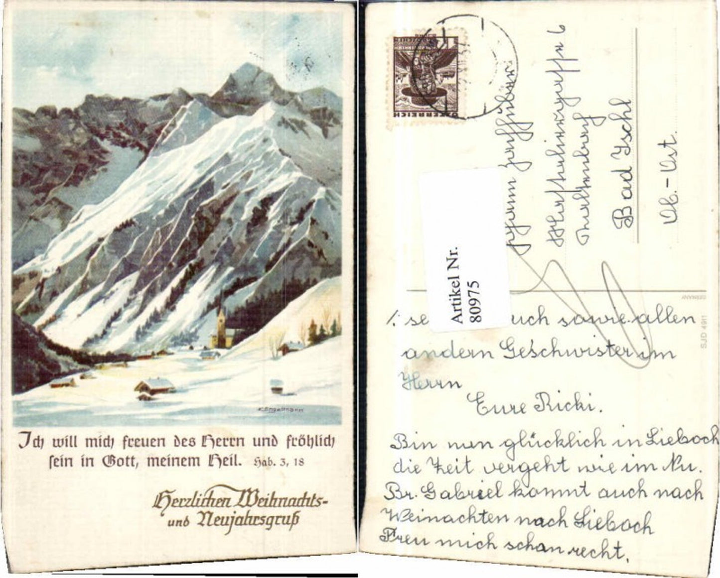 80975, Christmas K. Engelmann signed landscape