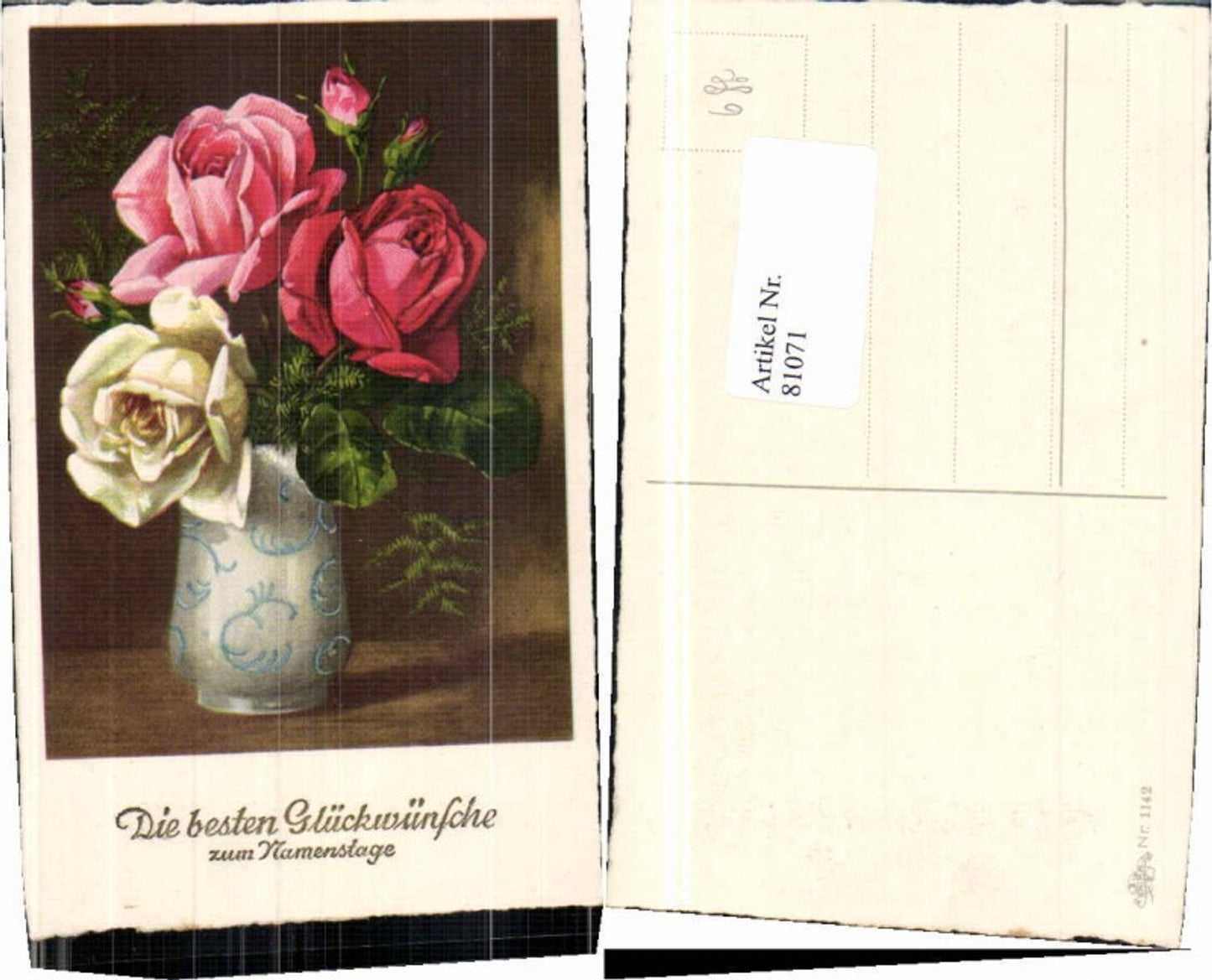 81071,Namenstag Rosen Vase Erika Nr 1142