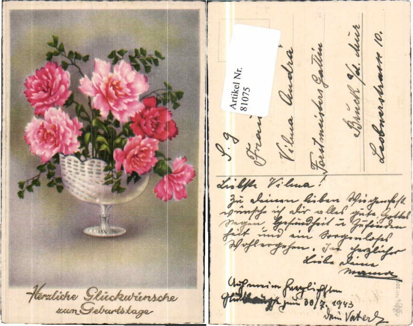 81075,Geburtstag Blumen in Glas Erika Nr 3208