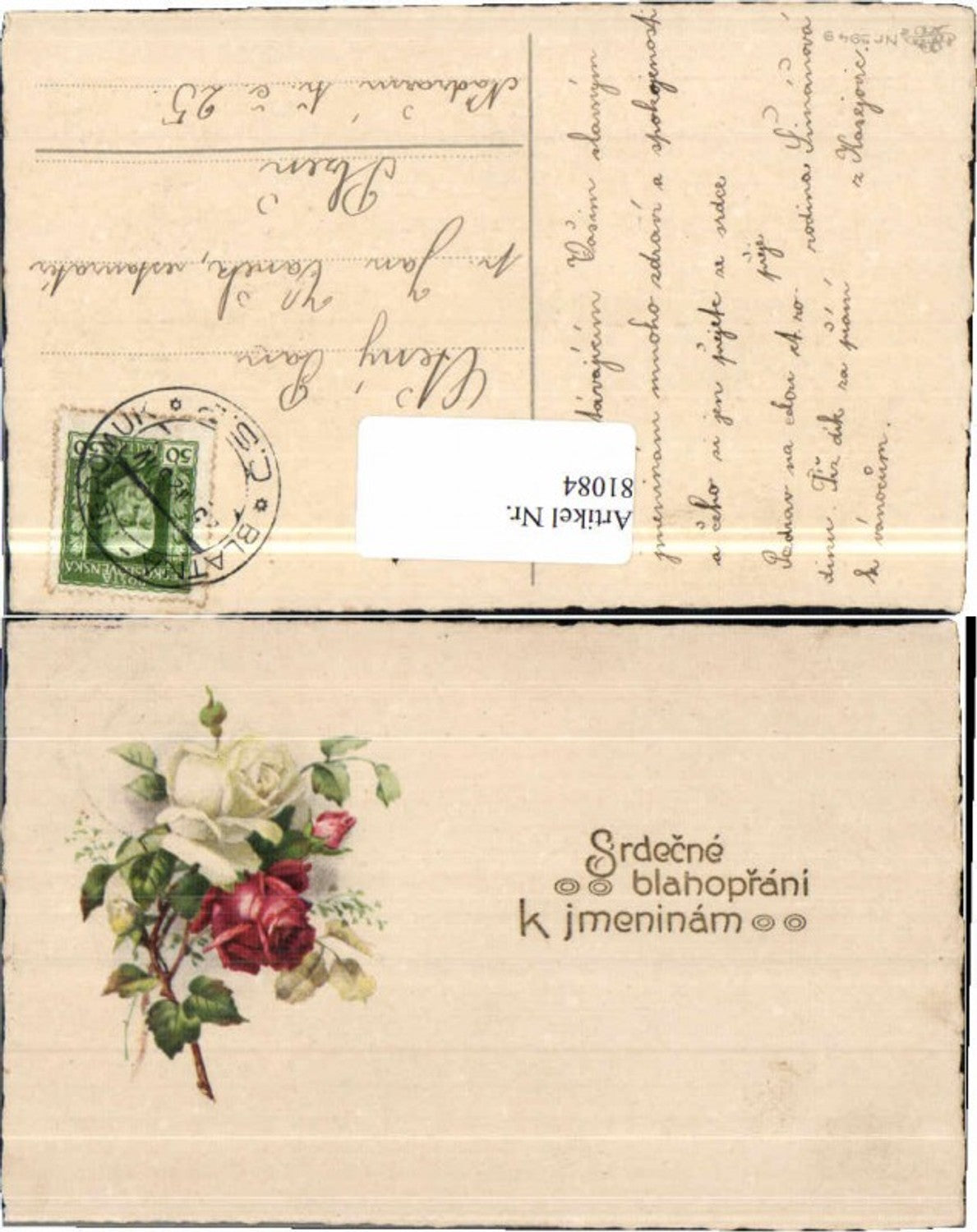 81084,Schöne Rosen Erika Nr 5949 gel Blatna Nepomuk