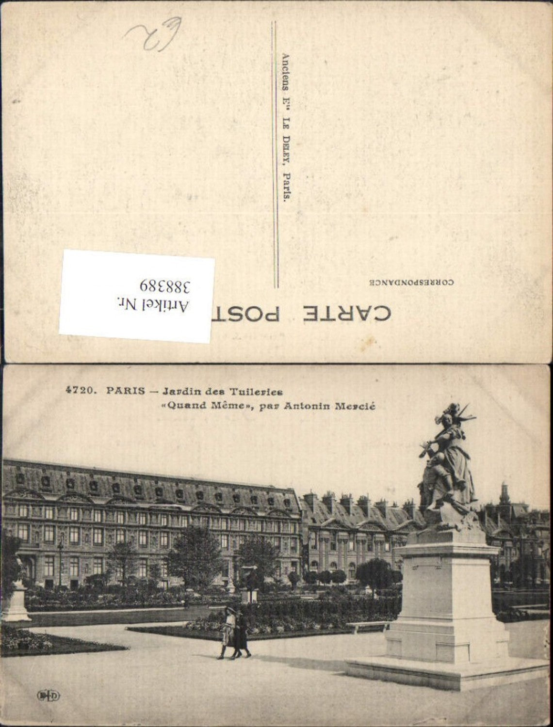 388389,Statue Monument Paris Jardin des Tuileries Quand Meme par Antoin Mercie