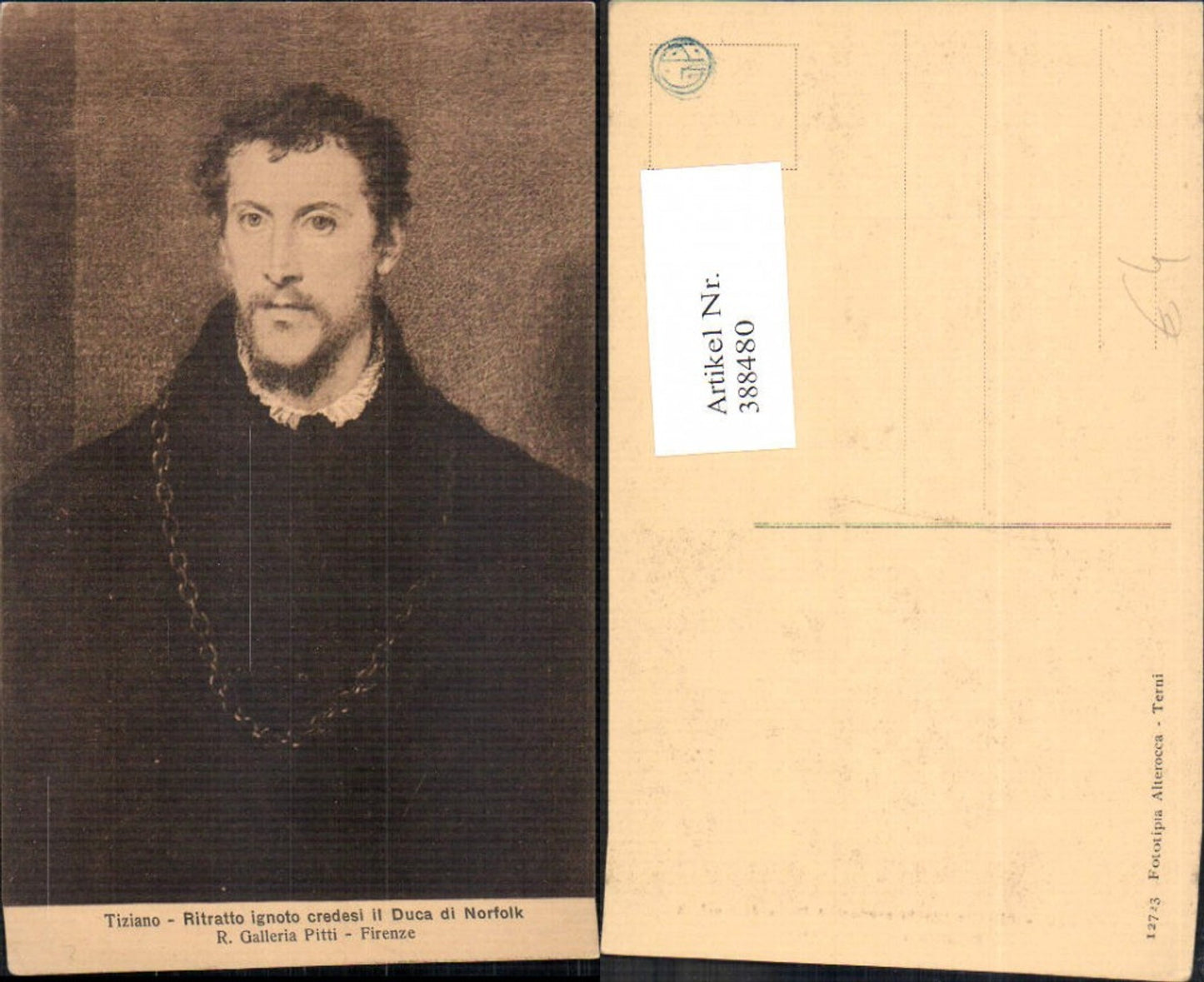 388480,Künstler Ak Tiziano Ritratto ignoto credesi il Duca di Norfolk Duke of Norfolk Adel Monarchie