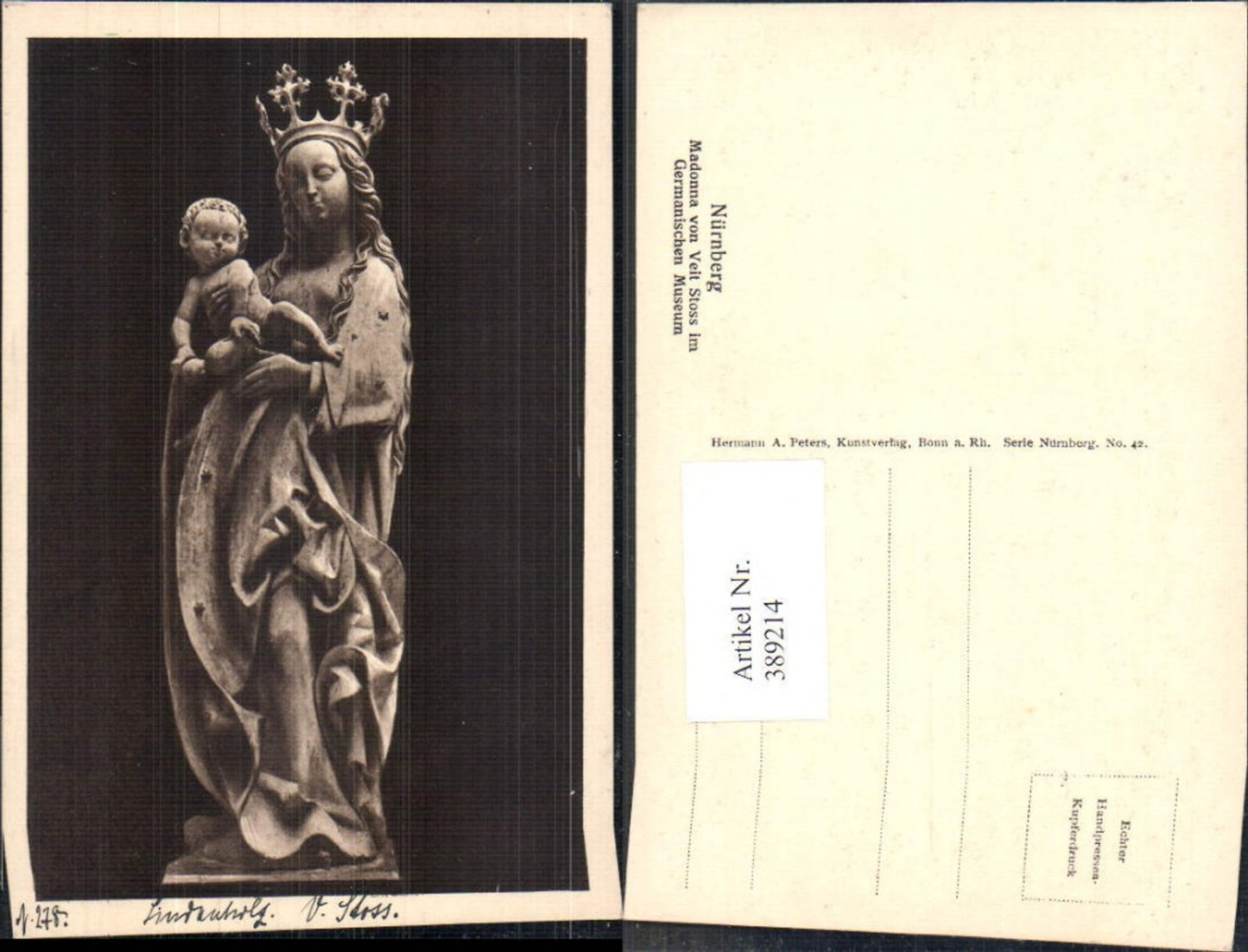 389214, Statue Nuremberg Madonna by Veit Stoss in the Germanic National Museum Religion