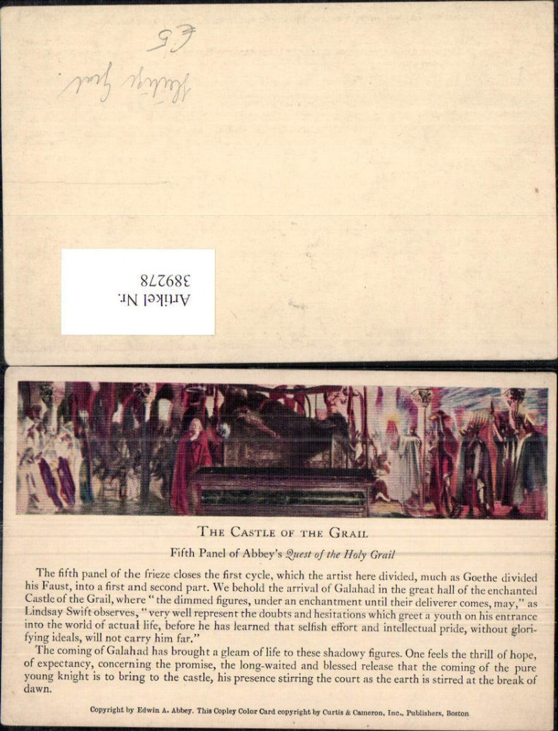 389278,Mittelalter The Castle of the Grail Fifth Panel of Abbeys Heilige Gral Text