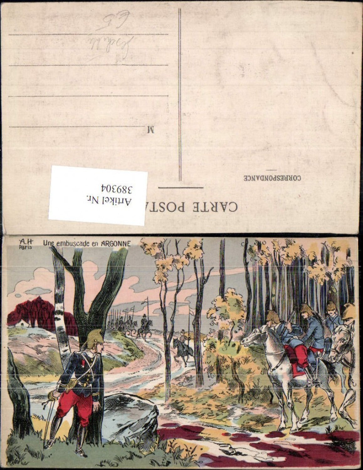 389304,Künstler Ak Une embuscade en Argonne Soldaten 19 Jahrhundert