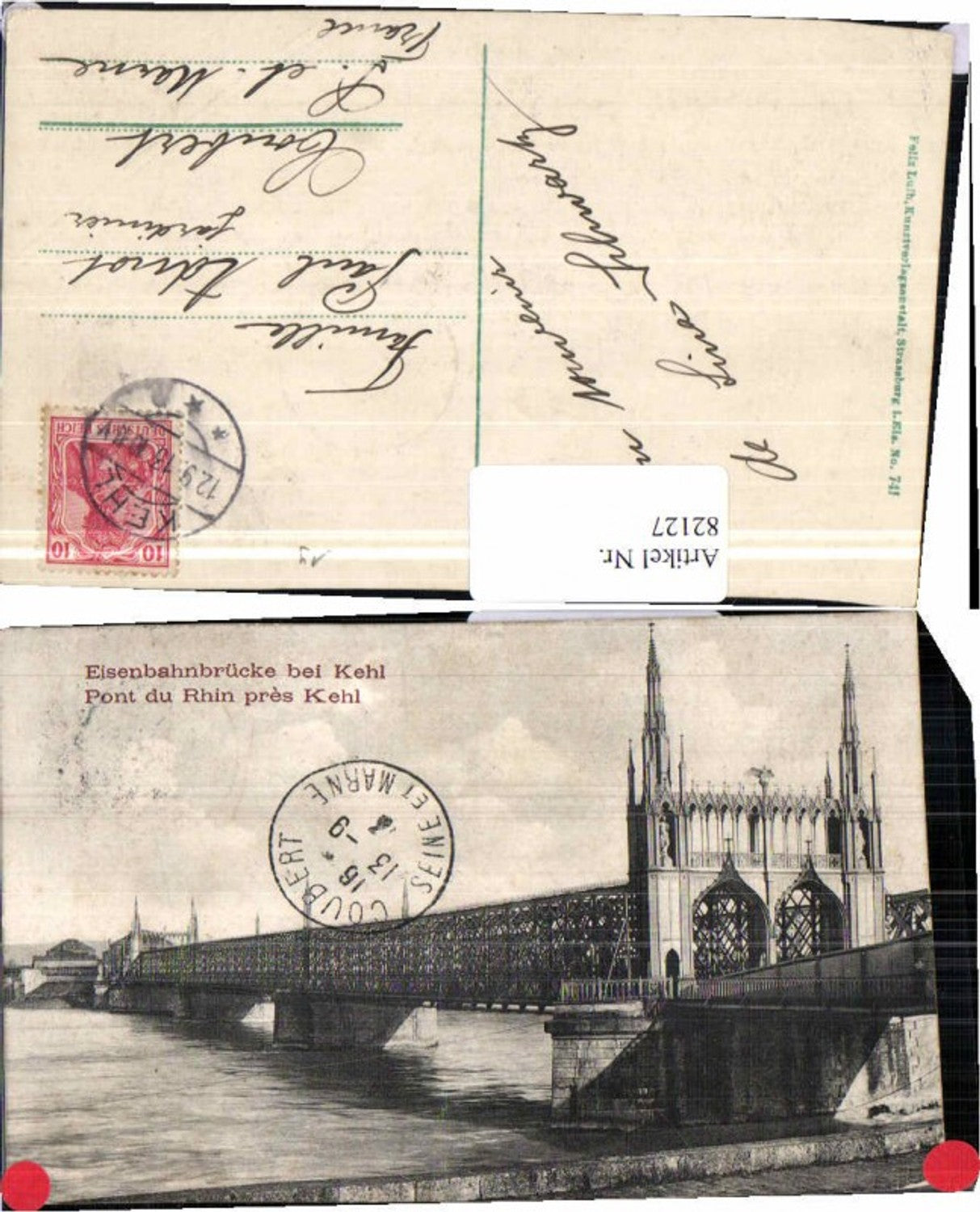 82127, Railway bridge near Kehl 1913