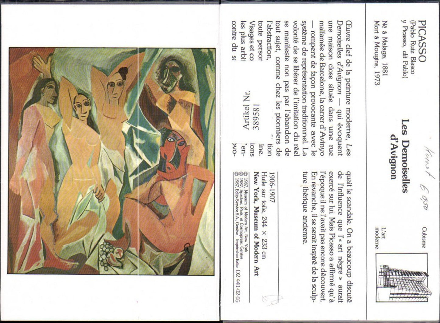 389581,Repro Künstler Ak Pablo Picasso Les Demoiselles d Avignon Cubisme Kubismus Erotik