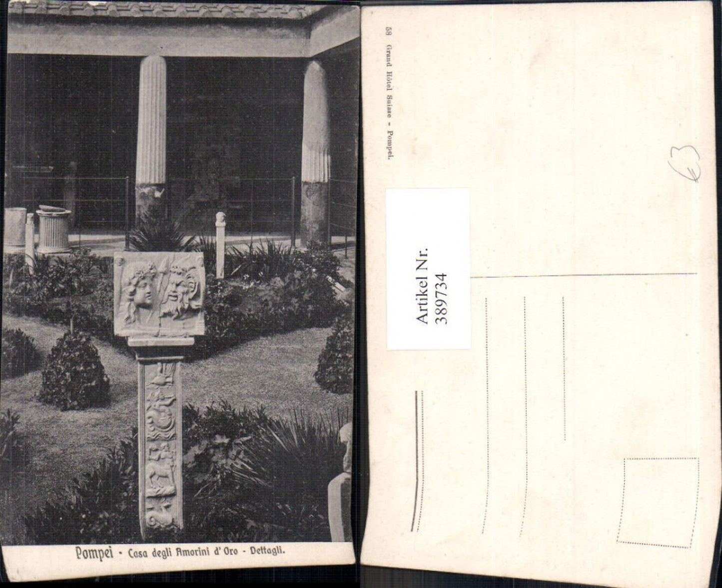 389734,Archäologie Pompei Casa degli Amorini d Oro Dettagli Tempel Hof Relief