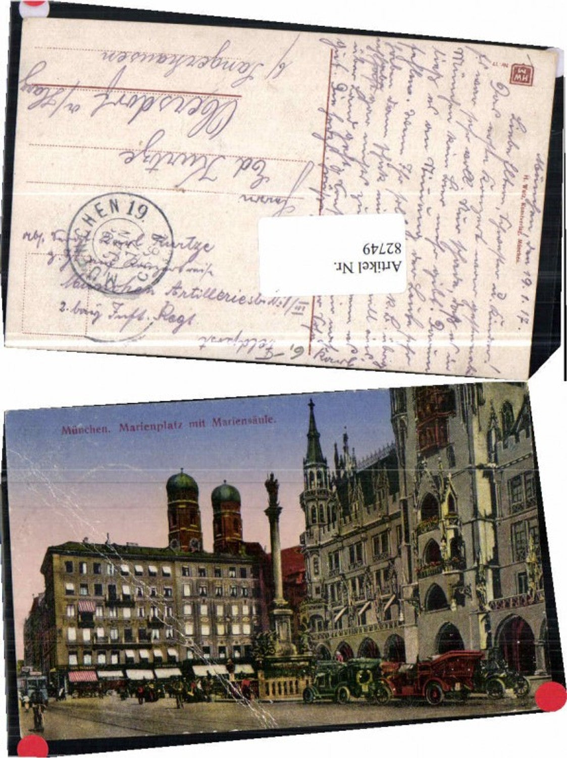 82749, Munich Marienplatz Mariensäule Vintage Car