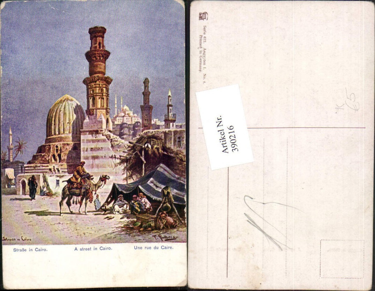 390216,Künstler AK F. Perlberg Egypt Kairo Cairo Street Straße Volkstypen